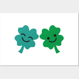 Lucky Irish Cute Four Leaf Clovers Posters and Art